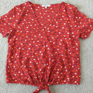 Madewell Prairie Posies Tie Front Top Size XS Lightweight Flirty Boho Twee
